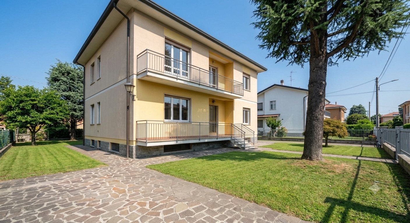 Villetta bifamiliare in vendita a Grezzago, esterno con giardino