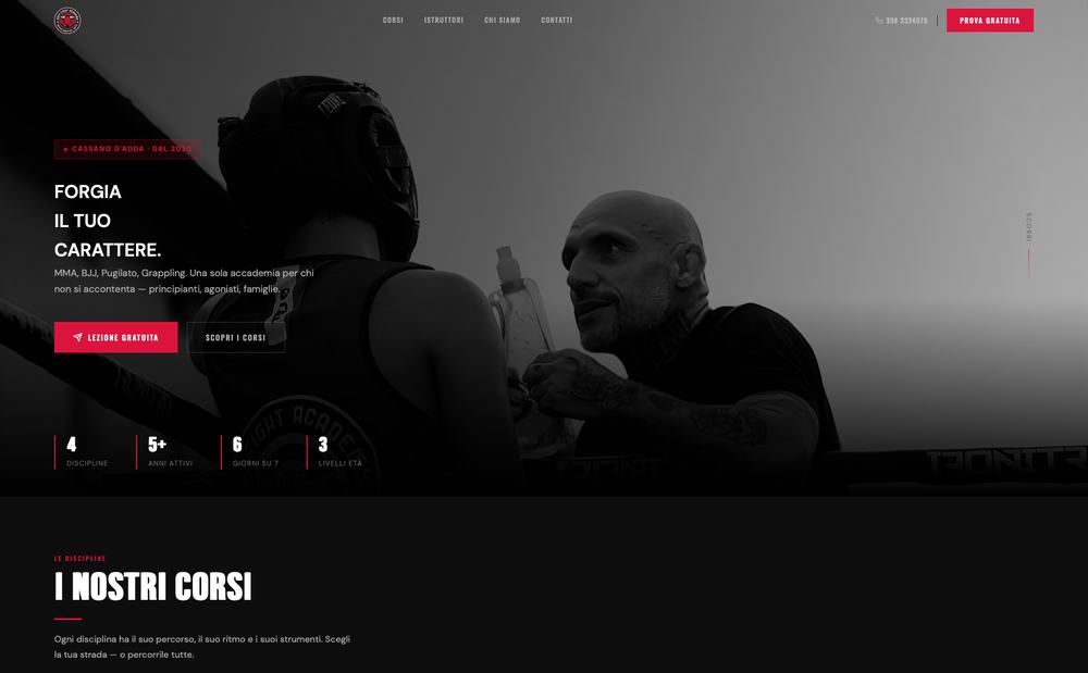Home page del sito Davì Fight Academy